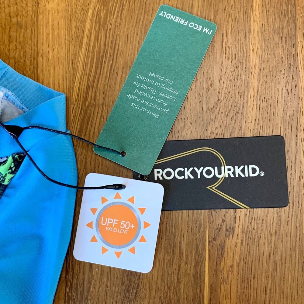 ROCK YOUR BABY Dino Surf Rashguard Boys 3T 3 NWT UPF 50+ Rashie Swim Top NEW - Picture 6 of 8